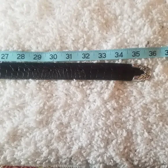 Talbots Black Leather Belt Squirrel Buckle M - Picture 6 of 6